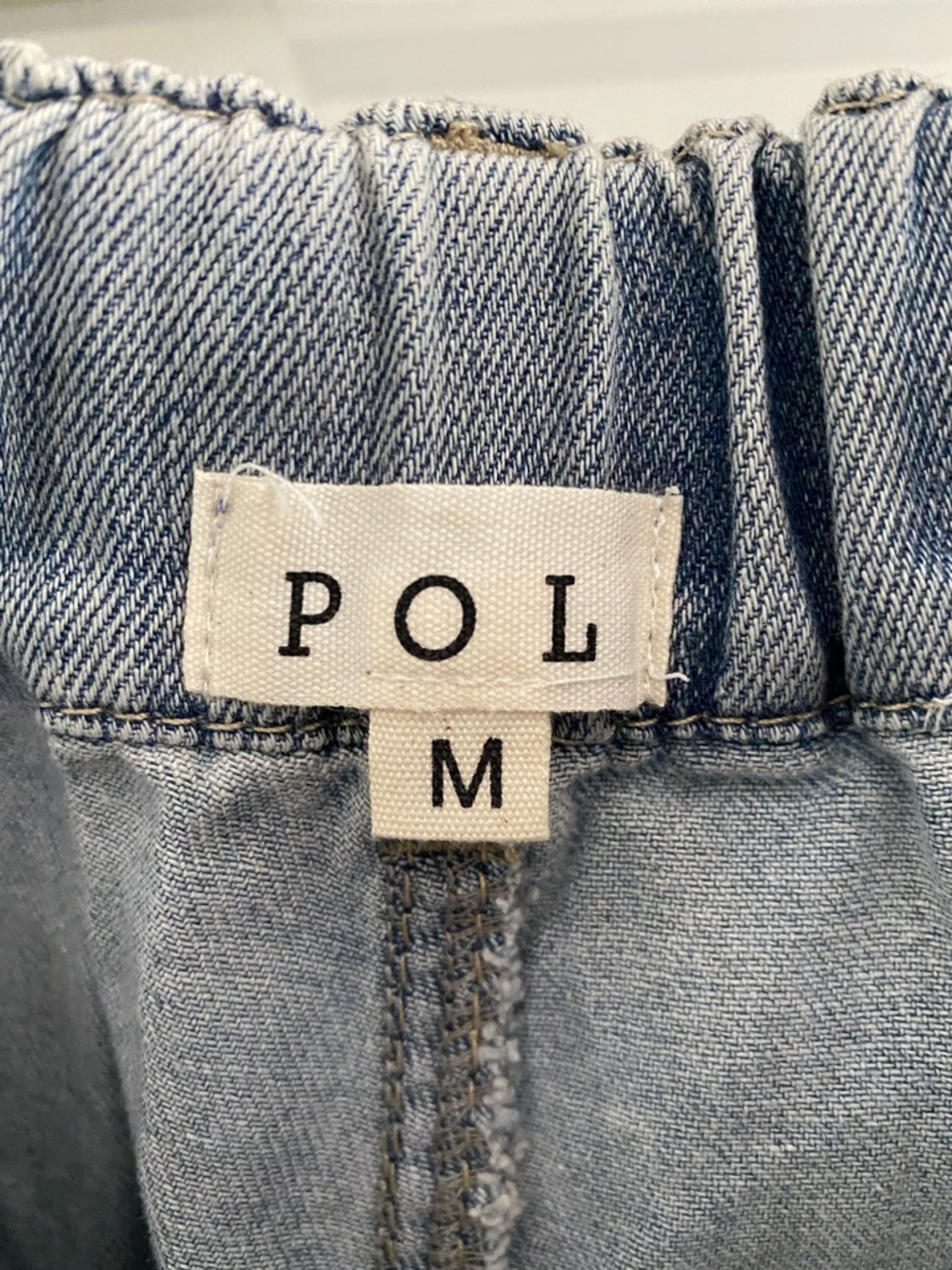 POL Light Wash Crochet Patchwork Distressed Joggers/Jeans, Like New - Picture 3 of 7